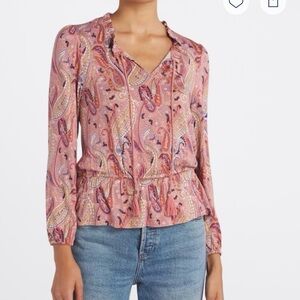 Les Serein Paisley Peplum Knit Top, Size L